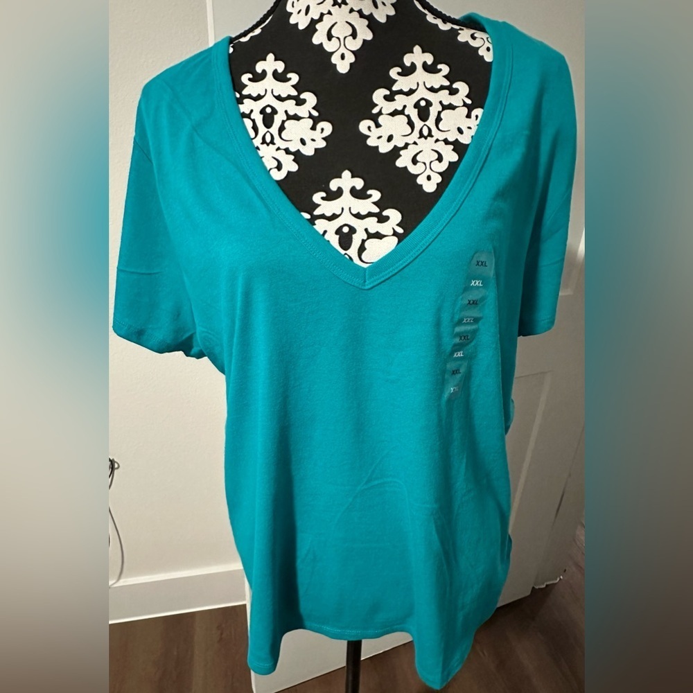 GAP Turquoise V-Neck Short Sleeve Top